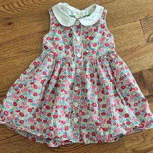 Mini Boden Floral Button-Front Dress - Red, Pink, Green